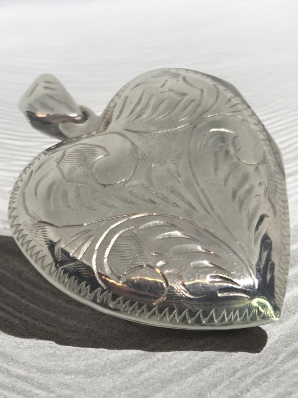 Engraved Heart Locket Pendant Sterling Silver 925